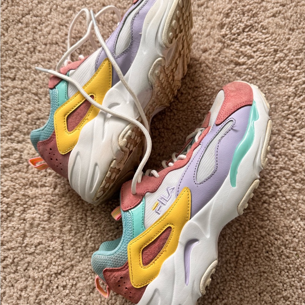 Fila Pastel Pink, Blue, Purple, and Yellow Athletic Sneakers - Picture 2 of 5